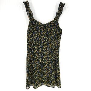 All in Favor Stella Ruffle Strap Black Floral Mini Dress Size Small
